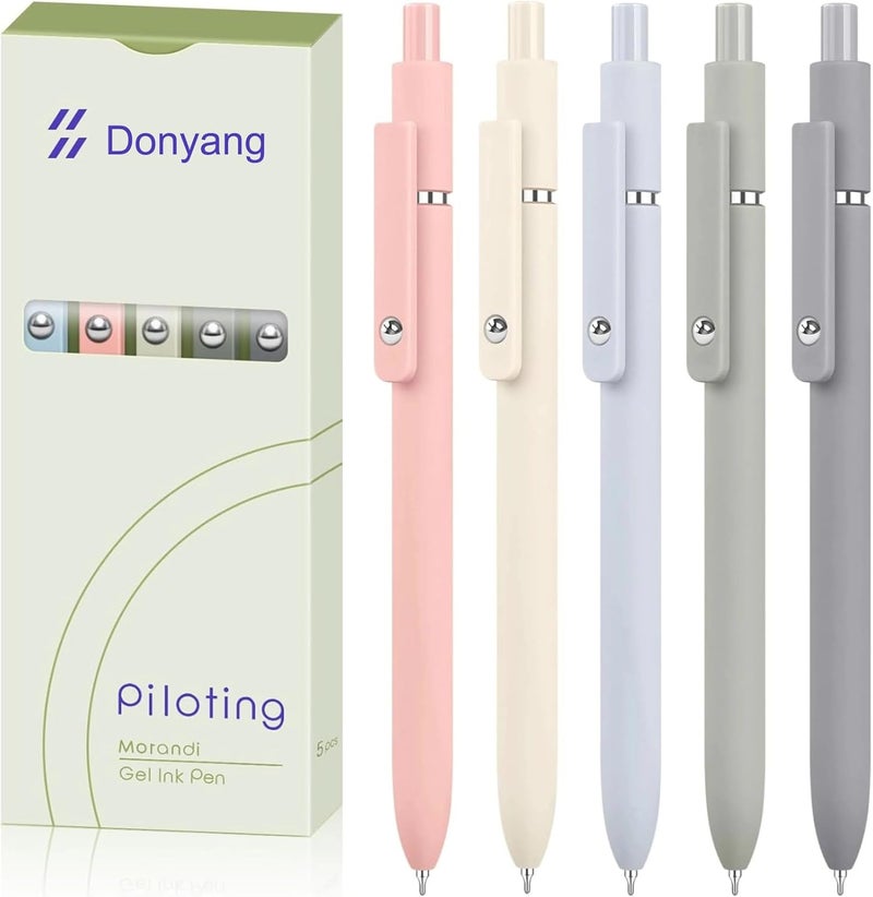 Donyang Gel Pens, 5pcs 0.5mm Cute Black Ink Fine Point Pens With Smooth Writing, Quick Dry Pens For Journaling Note Taking, Teacher Work Desk Accessories Office Supplies for Men Women - Image 1
